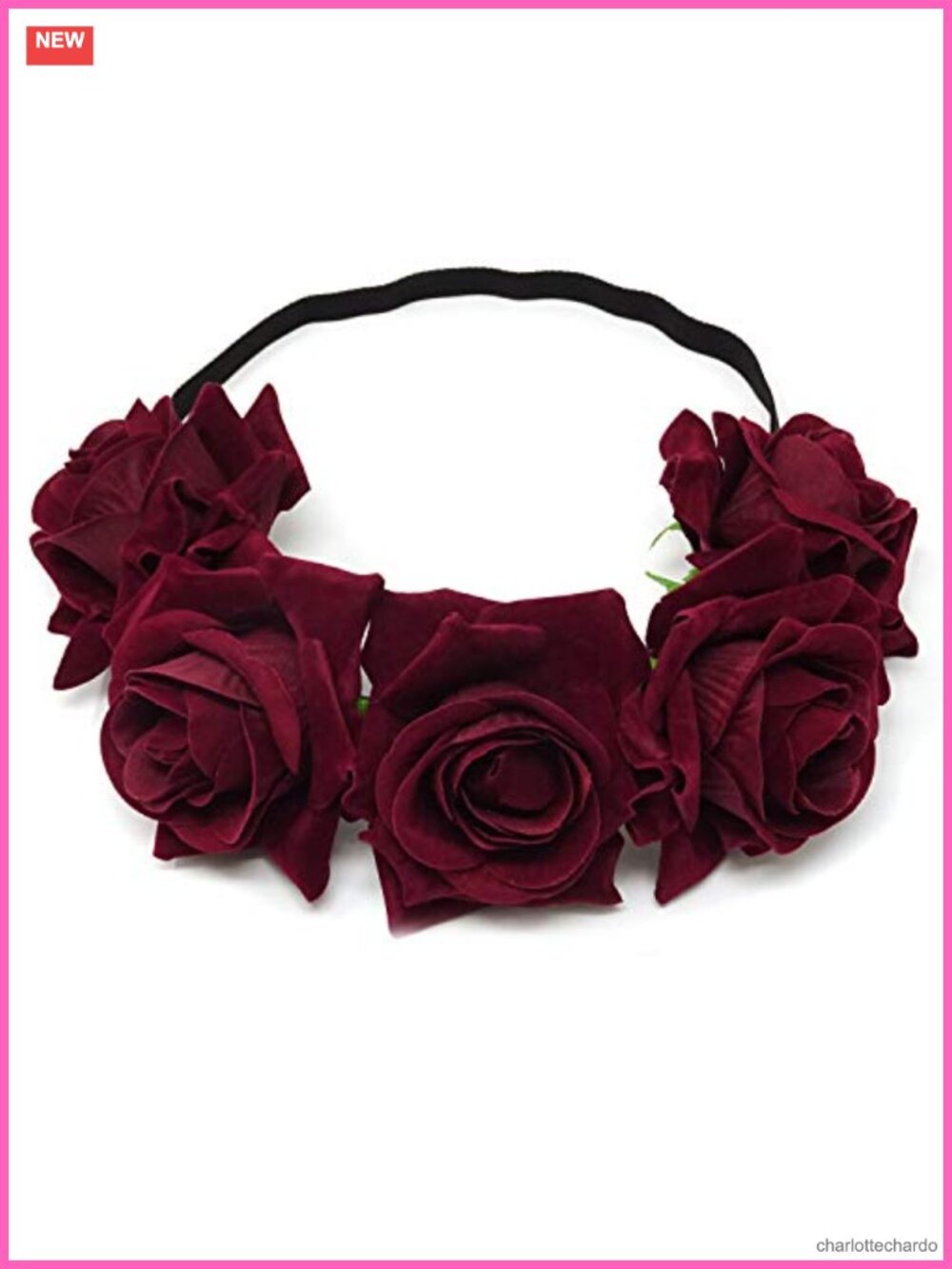 Rose Flower Crown Elastic Headband Velvet Garland Wedding Festival Headpiece